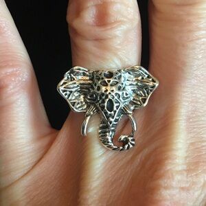 Silver Tone Elephant Ring